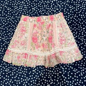 Love Shack Fancy | Baydar Skirt | Magenta Flower Fields | Size Petite